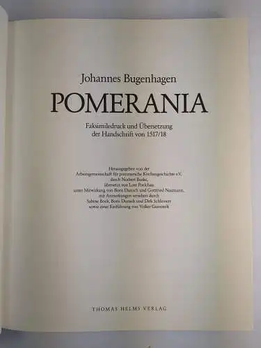 Buch: Pomerania, Johannes Bugenhagen, 2008, Thomas Helms, Faksimile, Übersetzung