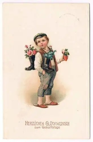 AK Herzlichen Glückwunsch zum Geburtstage. Postkarte, ca. 1915, gebraucht, gut
