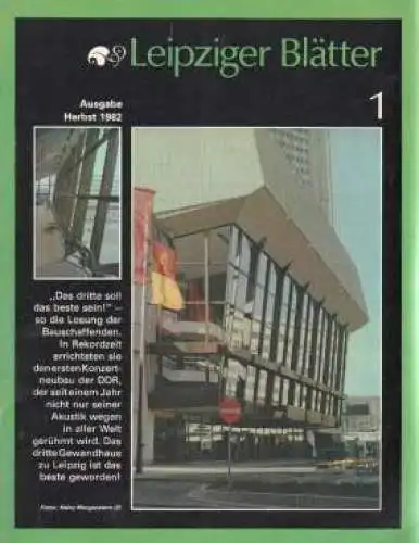 Buch: Leipziger Blätter. Heft 1, Richter, Helmut u.a. 1983, E.A. Seemann Verlag