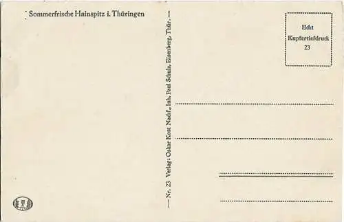 AK Sommerfrische Hainspitz i. Thüringen. ca. 1913, Postkarte. Serien Nr