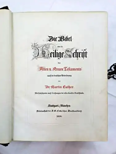 Buch: Die Bibel, Luther, Martin. 1850, Bibelanstalt der Cotta'schen Buchhandlung