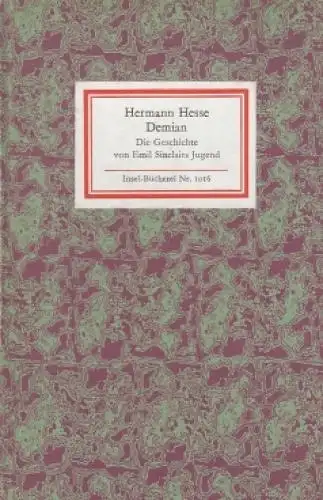 Insel-Bücherei 1016, Demian, Hesse. 1977, Insel Verlag, gebraucht, gut