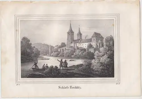 Lithografie: Schloss Rochlitz, um 1836, Eduard Pietzsch & Comp, Ansicht, Grafik