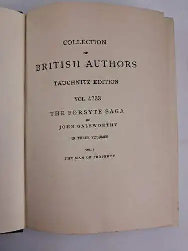 Buch: The Forsyte Saga I-III, John Galsworthy, Bernhard Tauchnitz, 3 Bände