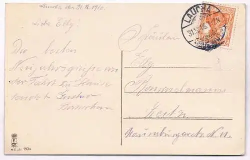 AK Die besten Neujahrsgrüße. Postkarte, ca. 1916, gebraucht, gut, gelaufen