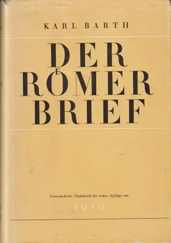 Buch: Der Römerbrief, Barth, Karl, 1963, EVZ-Verlag, gebraucht, gut