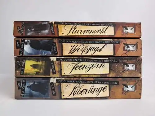 4 Bücher Die dunklen Fälle des Harry Dresden 1+2, 4+5, Jim Butcher, Silberlinge