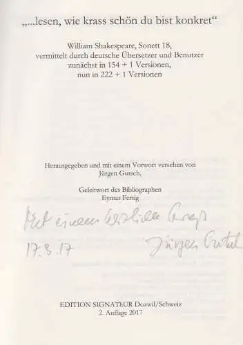 Buch: ...lesen, wie krass schön du bist konkret, Shakespeare / Gutsch, 2017