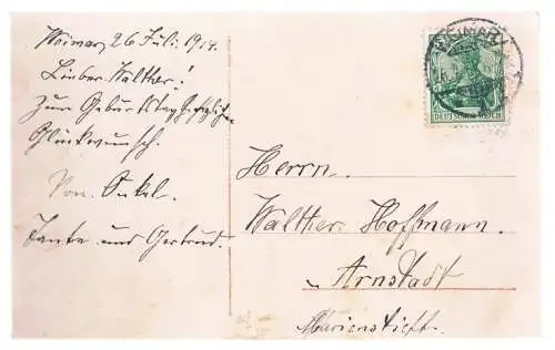AK Herzlichen Glückwunsch zum Geburtstage!, Postkarte. 1914, gebraucht, gut