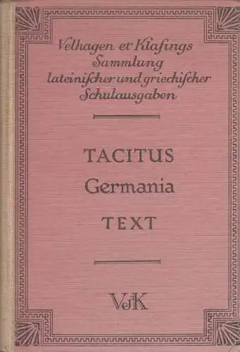 Buch: Tacitus' Germania, Paul Habermann, 1929, Velhagen & Klasing Verlag