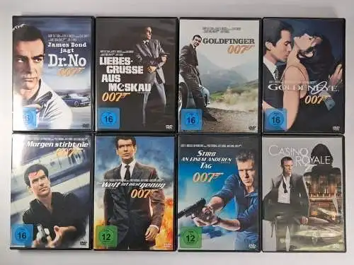 7 DVDs James Bond 007, Sean Connery, Pierce Brosnan, Daniel Craig, Konvolut