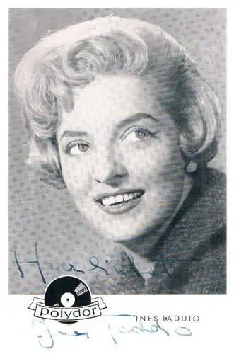 Ines Taddio. Autogrammkarte. Signiert, Autogrammkarte, Polydor, gebraucht, gut
