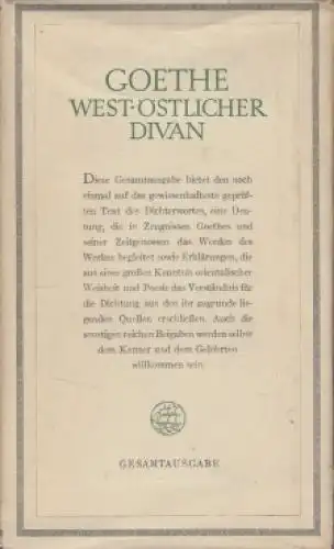 Buch: West-Östlicher Divan, Goethe, Johann Wolfgang von. 1953, Insel Verlag