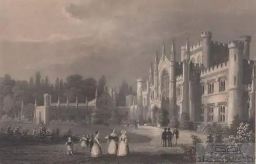 Lowther-Castle. aus Meyers Universum, Stahlstich. Kunstgrafik, 1850