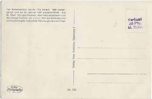 AK Hamburg bei Nacht. Der weltbekannte Alsterpavillon. ca. 1914, Postkarte