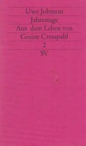 Buch: Jahrestage 2, Johnson, Uwe. Edition suhrkamp 1823 Neue Folge, 2002