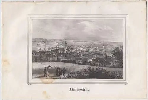 Lithografie: Lichtenstein, um 1836, Eduard Pietzsch & Comp, Saxonia, Ansicht,