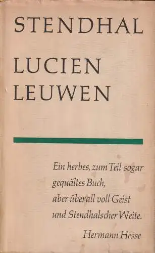 Buch: Lucien Leuwen, Stendhal, 1968, Rütten & Loening, Gesammelte Werke