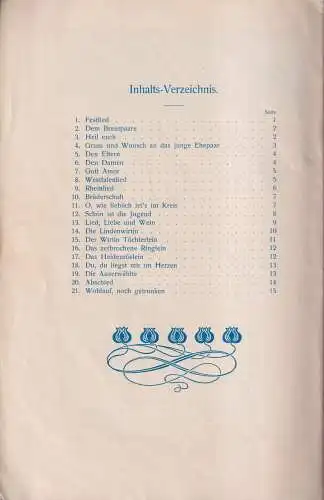 Heft: Festlieder zur Vermählungsfeier. A. Reuter / A. Dust, C. L. Krüger Verlag