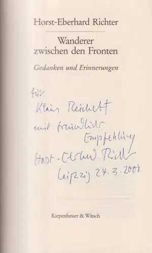 Buch: Wanderer zwischen den Fronten. Richter, Horst-Eberhard, 2000, KiWi, sig.!
