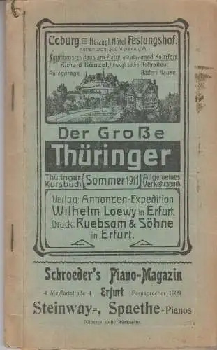 Buch: Der Grosse Thüringer - Sommer 1911, Trinius, A. ), 1911, W. Loewy, gut