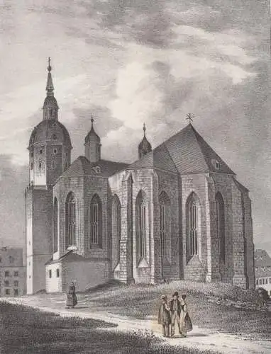 Lithografie: St. Annenkirche in Annaberg, 1836, Eduard Pietzsch, Ansicht, Grafik