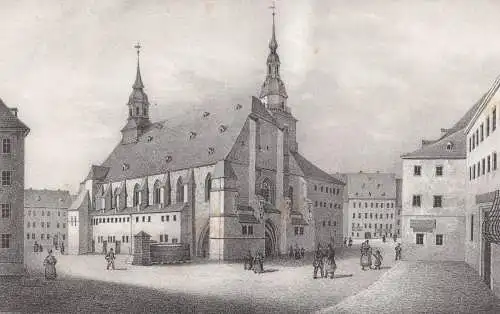 Lithografie: Die St. Jacobskirche in Chemnitz, um 1836, Eduard Pietzsch, Ansicht