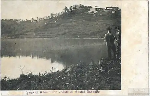AK Lago di Albano con veduta di Castel Gandolfo. ca. 1912, Postkarte. Ca. 1912