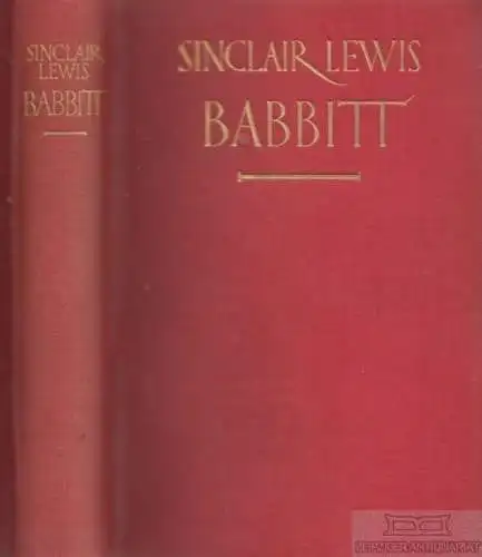 Buch: Babbitt, Lewis, Sinclair. 1924, Kurt Wolff Verlag, Roman, gebraucht, gut