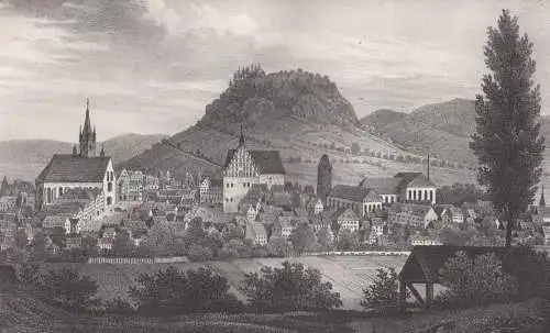 Lithografie: Poesneck, um 1836, Eduard Pietzsch, Ansicht, Saxonia, Pößneck