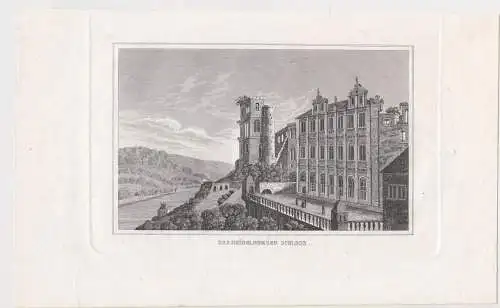 Stahlstich: Das Heidelberger Schloss, Grafik, Ansicht, Baden-Württemberg