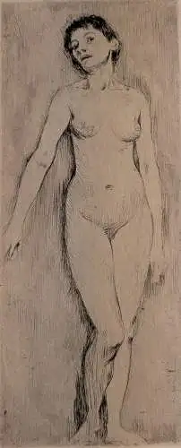 Originalradierung: Stehendes Mädchen, Lovis Corinth, Grafik, 1909, Kupferdruck