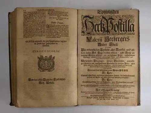 Buch: Epistolischen Hertz-Postilla Valerii Herbergers Erster Theil &. Ander Thei