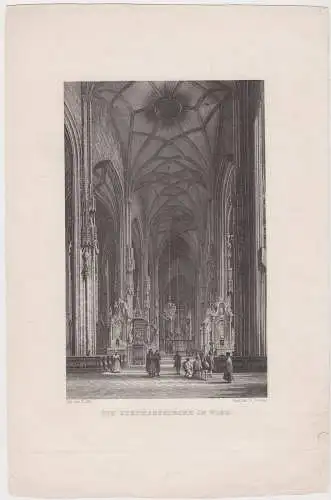 Stahlstich: Die Stephanskirche in Wien , Grafik, Ansicht, J. Alt, Deeble, 1835