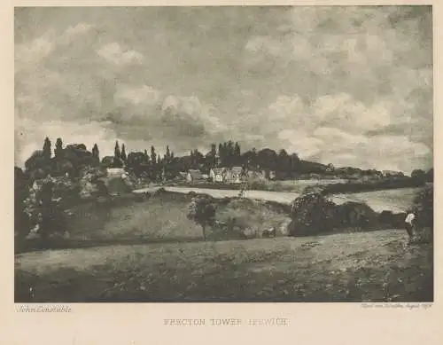Mezzotinto: Frecton Tower - Ipswich, John Constable, Radierung, Grafik, 1909