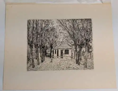 Original-Radierung: Dorfstrasse, Paul baum, 1925, Bruno Cassirer, Ansicht