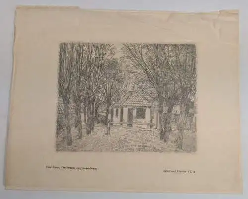 Original-Radierung: Dorfstrasse, Paul baum, 1925, Bruno Cassirer, Ansicht