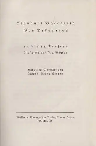 Buch: Das Dekameron, Giovanni Boccaccio, Wilhelm Borngräber, gebraucht, gut