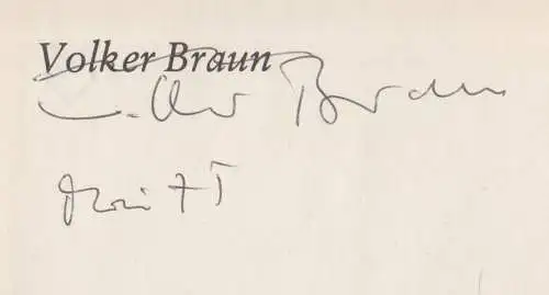 Buch: Provokation für mich, Braun, Volker. 1975 Mitteldeutscher Verlag, signiert