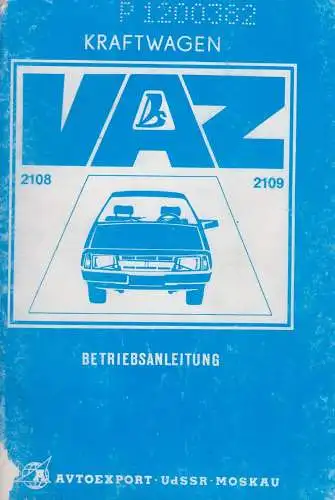 Buch: Kraftwagen VAZ Betriebsanleitung, VAZ-2108, VAZ-2109, Autoexport. gut
