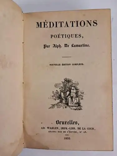 Buch: Meditationes Poetiques, Alphonse de Lamartine, 1835, Wahlen, französisch