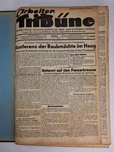 Arbeiter-Tribüne. 2. Jahrgang 1930, Nr. 1-52, Süddeutsche Wochenzeitung, KPD