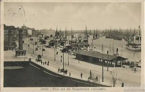 AK Stettin. Blick von der Hakenterrasse oderabwärts. ca. 1912, Postkarte