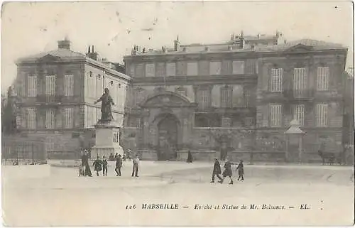 AK Merseille. Eviche et Statue de Mr. Belsunce. ca. 1908, Postkarte. Serien Nr