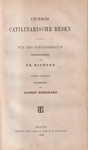 Buch: Ciceros Rede für Sex. Roscius / T. Annius Milo / Catilinarische Reden