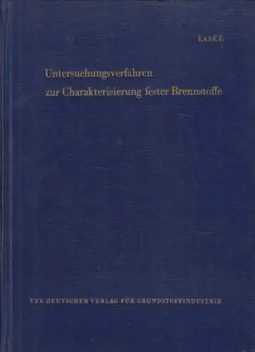 Buch: Untersuchungsverfahren zur Charakterisierung fester Brennstoffe, 1961