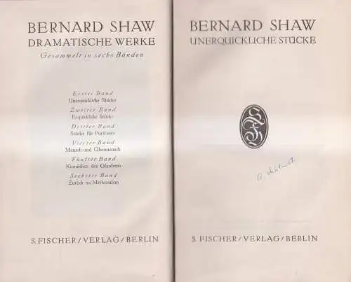 Buch: Unerquickliche Stücke , Bernard Shaw, 1911, Fischer, Dramatische Werke 1
