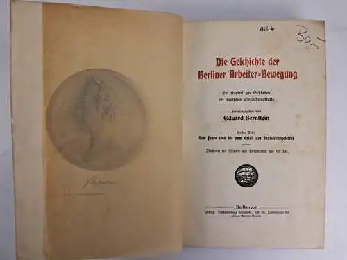 Buch Die Geschichte der Berliner Arbeiterbewegung 1-3, Bernstein, 1907, Vorwärts