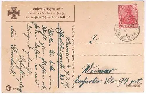 AK Es braust ein Ruf wie Donnerhall - Wie Schwertgeklirr und Wogenprall ... 1919