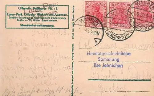 AK Luna-Park Leipzig-Wahren am Auensee. ca. 1920, Postkarte. Nr. 18, 1920